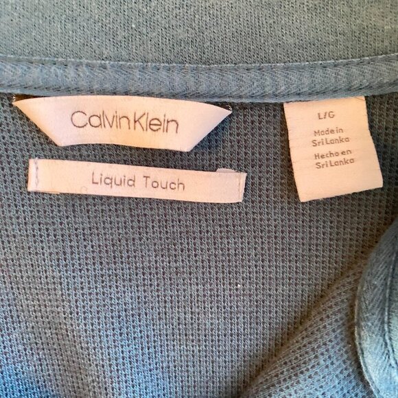 NWOT Calvin Klein Men's Large Liquid Touch Long Sleeve Quarter Zip Blue Pullover - Picture 16 of 16